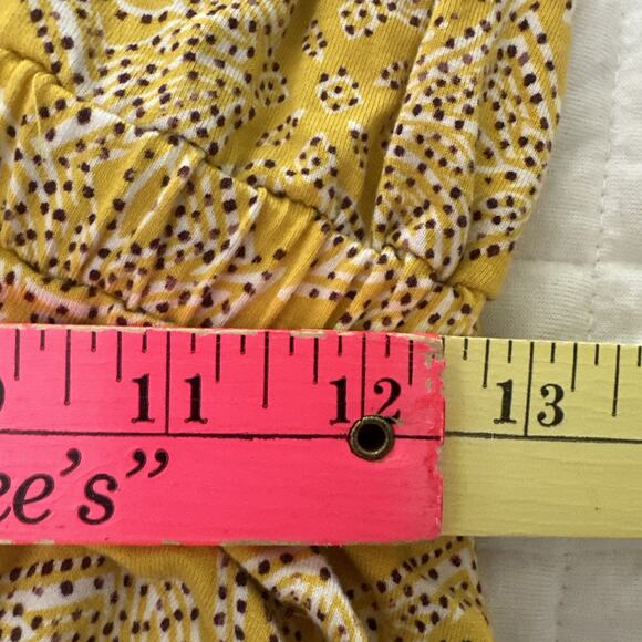 MAEVE ANTHROPOLOGIE Dress Medium Yellow Fete Midi Faux Wrap Feminine Casual - Picture 10 of 12